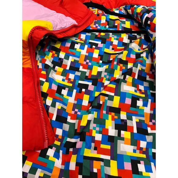 Lego x Target Colorblock Red Sunset Striped 2-in-1 Puffer Jacket / Vest L NWOT - Picture 9 of 9